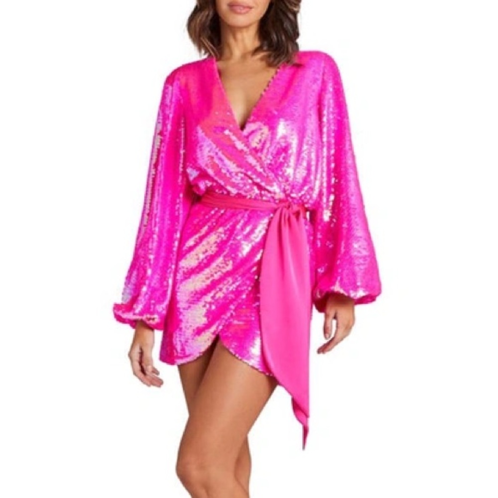 Nadine Merabi Izzie Sequin Long Sleeve dress